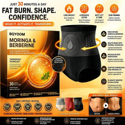 Official Brand Store |✅BQYOOM® 👩‍🔬👩‍🔬2026 Moringa & Berberine 4-In-1 Micro-Particle Sculpting & Fat-Burn Shorts 👍