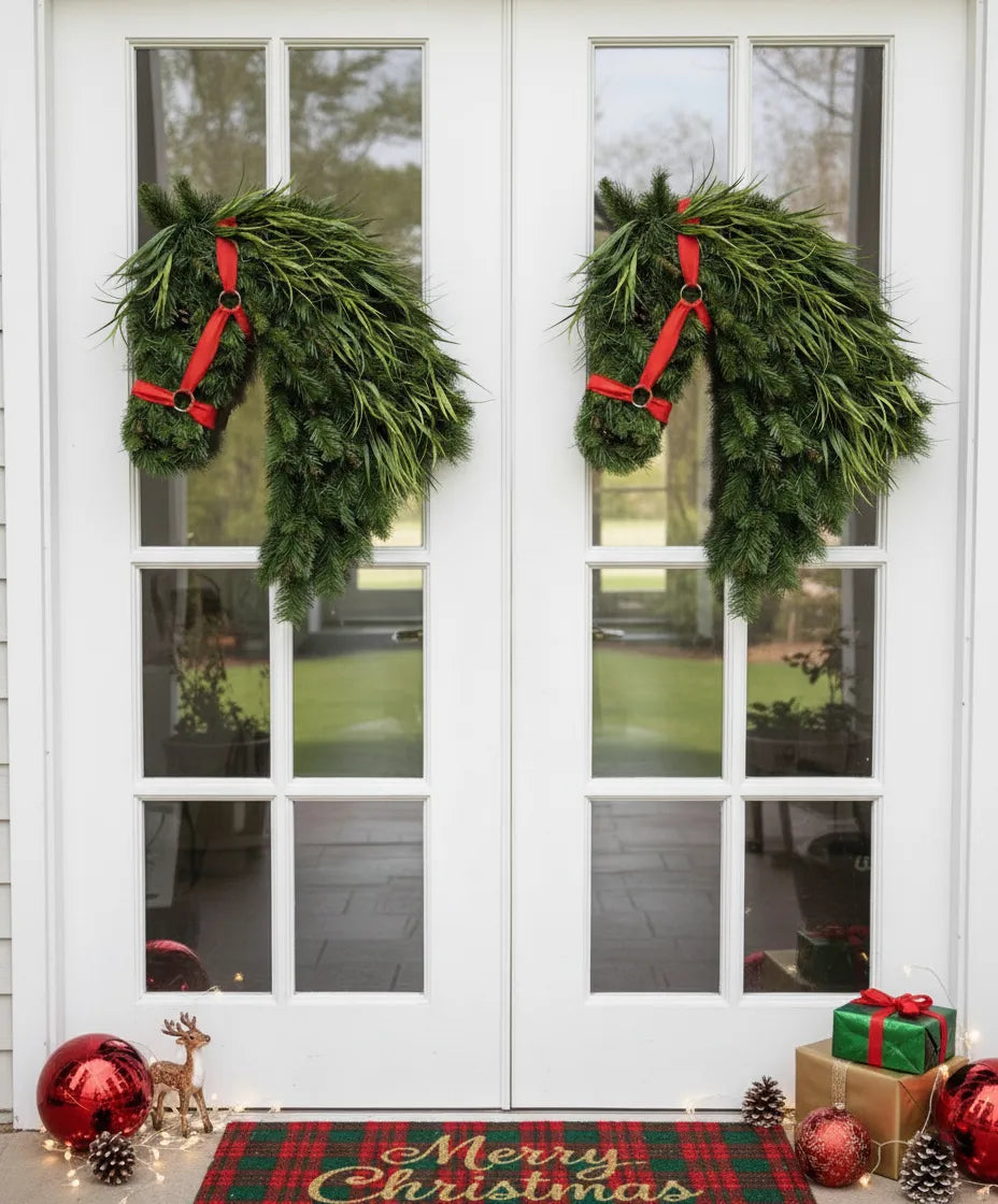 🐴Horse Head Wreath – Rustic Farmhouse Equestrian Door Decor✨