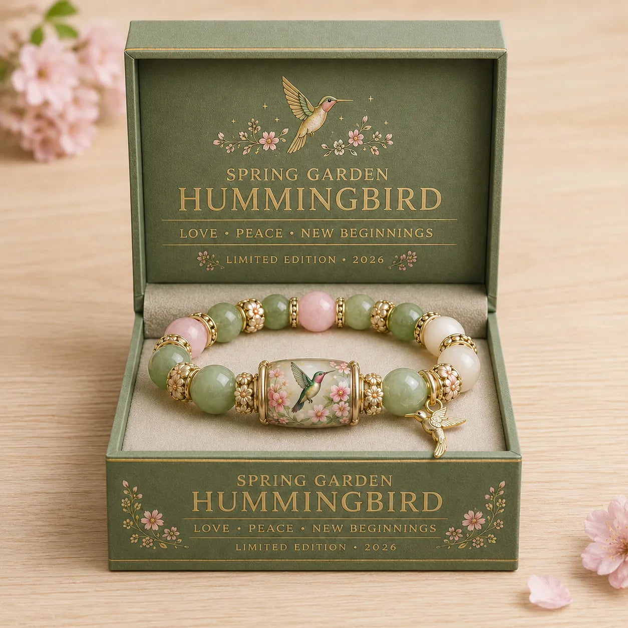 🌿 Love, Peace & Spring Blessings 💖 | 2026 Limited Edition Bracelet - Handcrafted from Agate & Jade