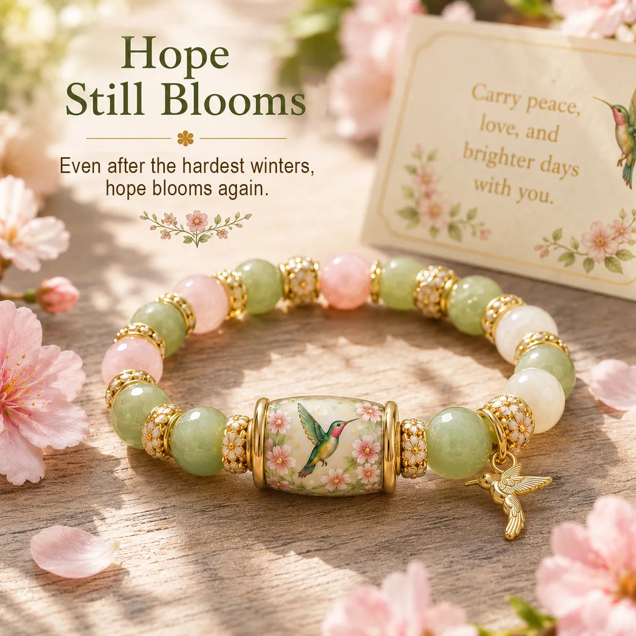🌿 Love, Peace & Spring Blessings 💖 | 2026 Limited Edition Bracelet - Handcrafted from Agate & Jade