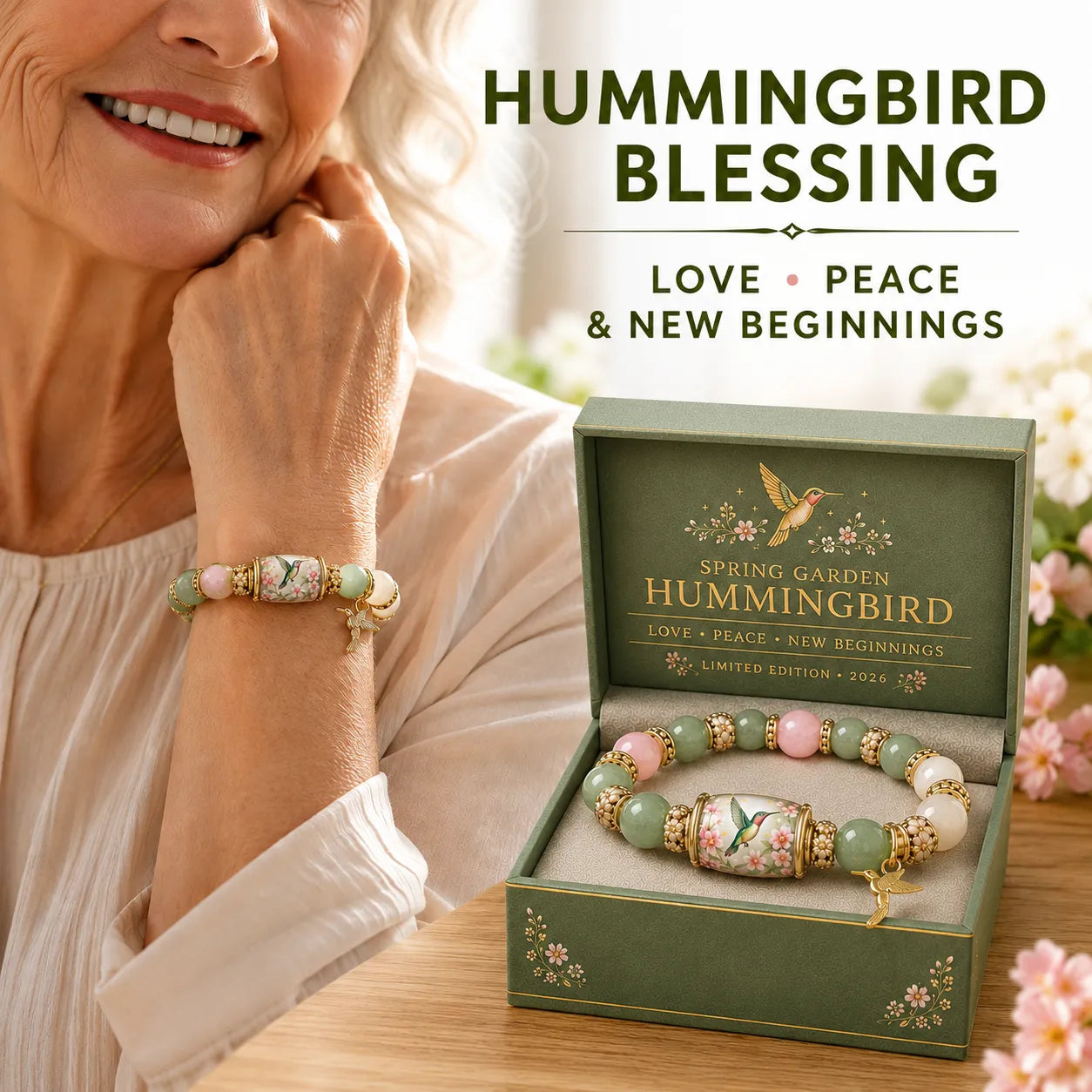 🌿 Love, Peace & Spring Blessings 💖 | 2026 Limited Edition Bracelet - Handcrafted from Agate & Jade