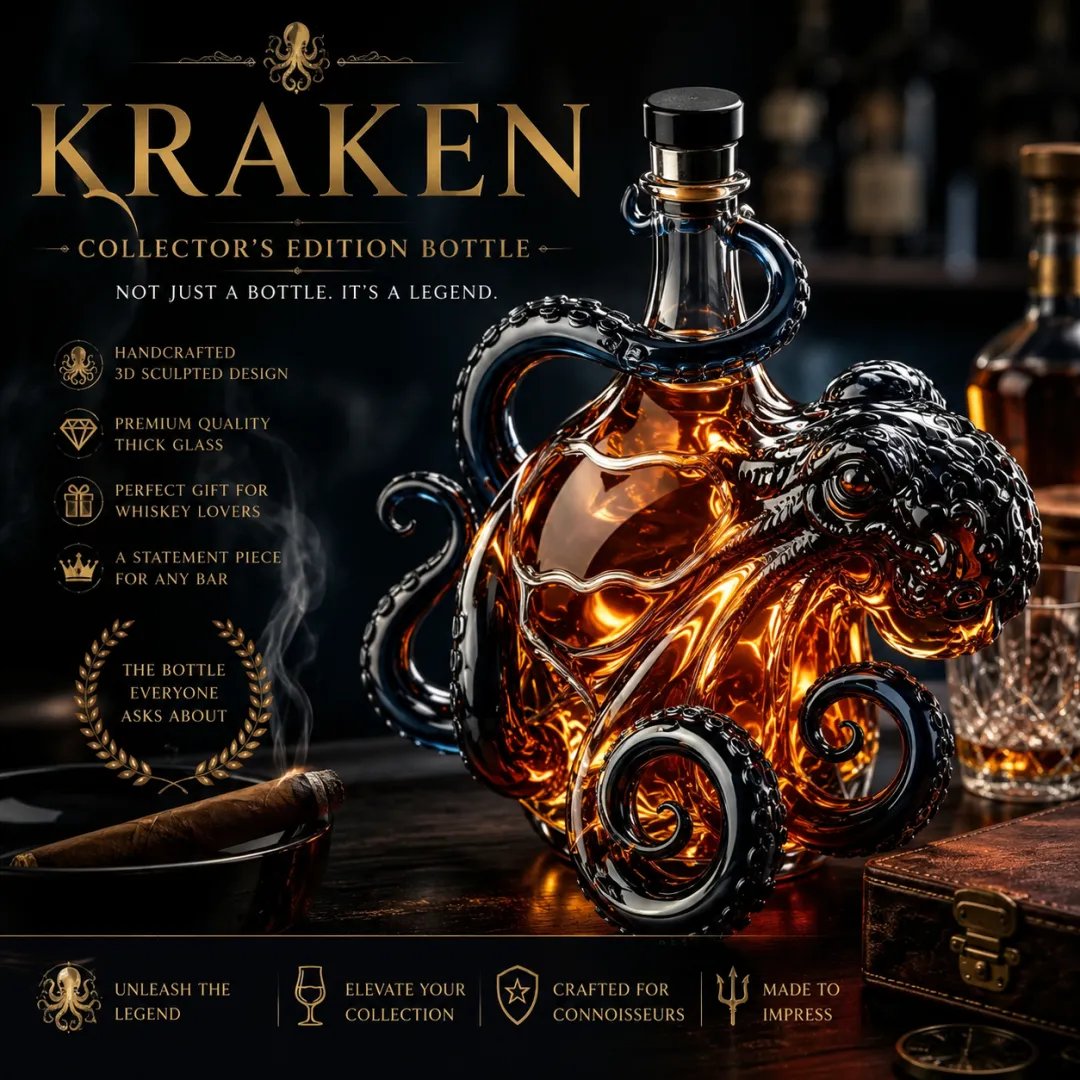 LAOZIK®📦Limited Stock • Restock Takes Time⏰🐙3D Sculpted Octopus Collector's Edition Bottle🥃