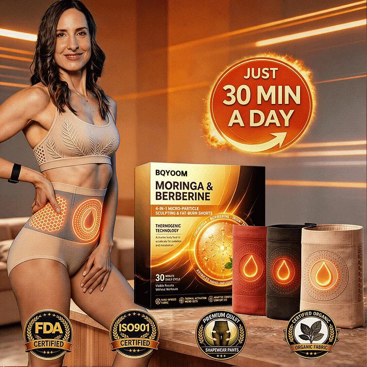 Official Brand Store |✅BQYOOM® 👩‍🔬👩‍🔬2026 Moringa & Berberine 4-In-1 Micro-Particle Sculpting & Fat-Burn Shorts 👍