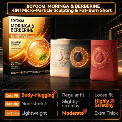Official Brand Store |✅BQYOOM® 👩‍🔬👩‍🔬2026 Moringa & Berberine 4-In-1 Micro-Particle Sculpting & Fat-Burn Shorts 👍